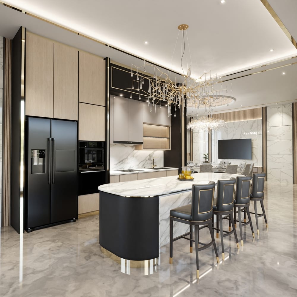 Modern Luxe interior, living space detail